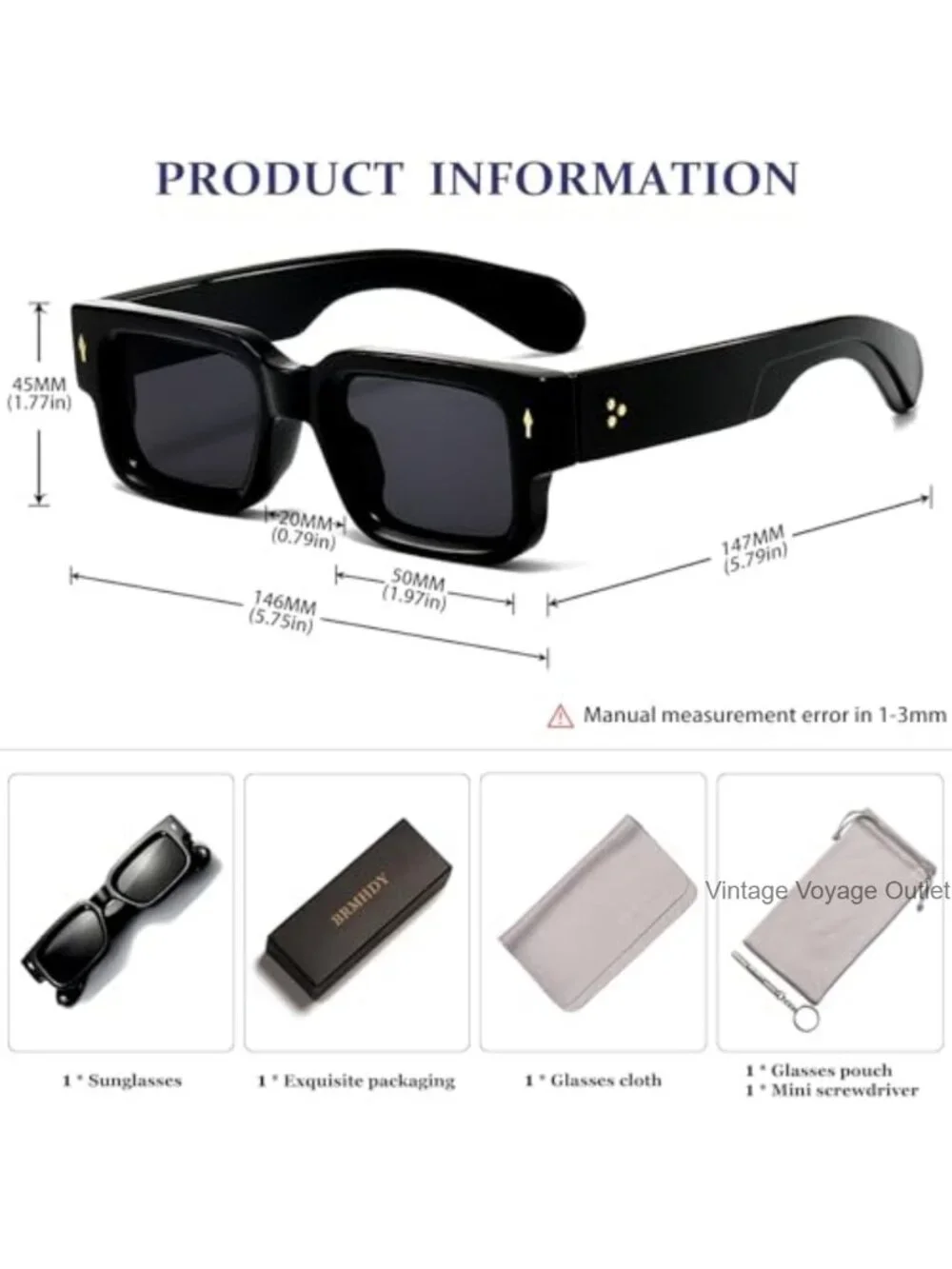 Chunky Rectangle Sunglasses UV400 Retro Square Shades for Men Women